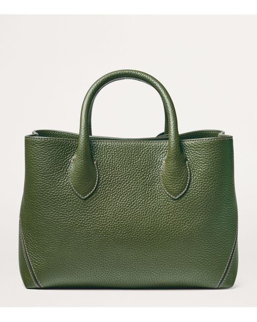 Aspinal Green Midi Leather London Tote Bag