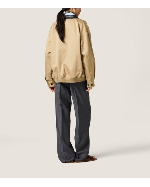 Miu Miu Natural Leather-Trim Bomber Jacket