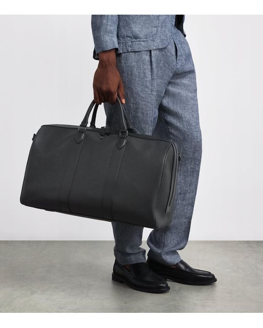 Harrods Black Leather Holdall for men