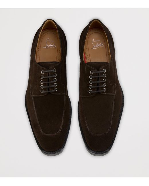 Christian Louboutin Brown Davisol Lion Suede Derby Shoes for men