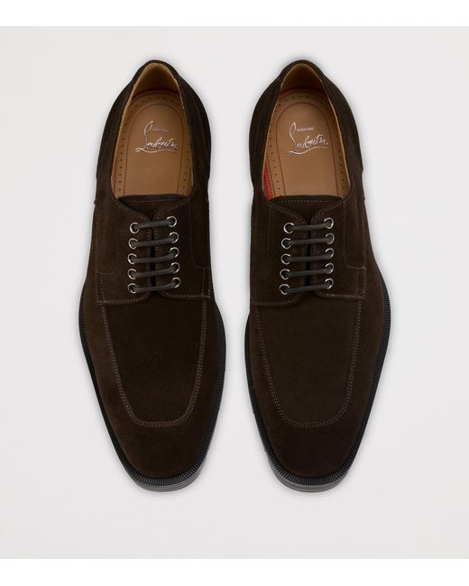 Christian Louboutin Brown Davisol Lion Suede Derby Shoes for men