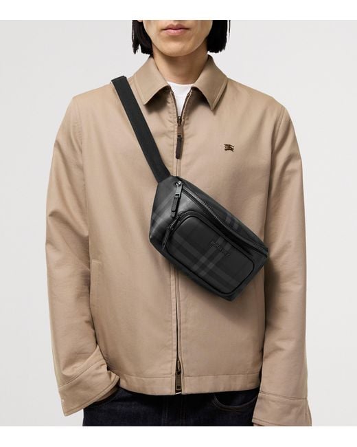 Burberry Black City Check Belt Bag for men