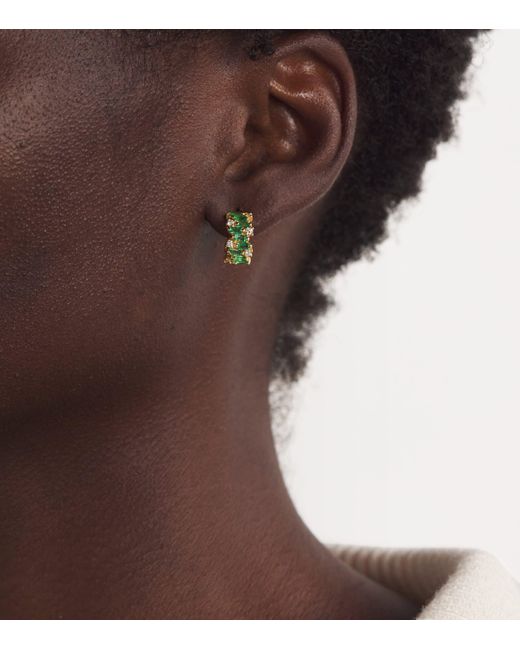 Suzanne Kalan Yellow Emerald And Diamond Shimmer Hoop Earrings