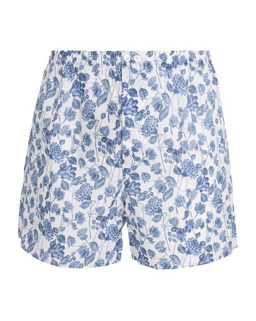 Zimmerli of Switzerland Blue Cotton Printed Boxer Shorts for men
