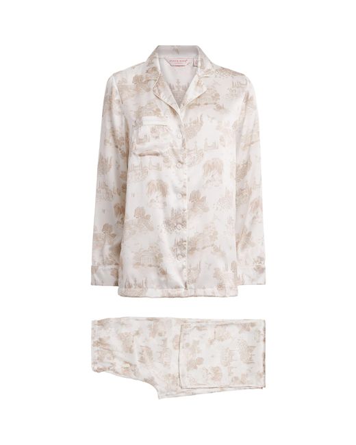 Derek Rose White Silk Toile Pyjama Set