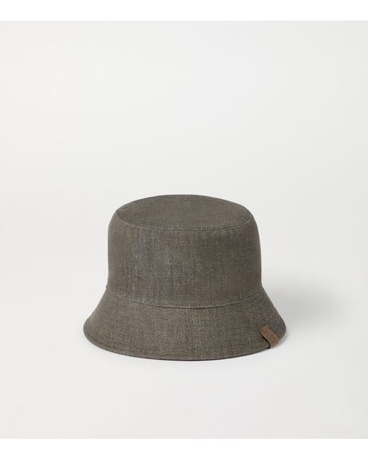 Brunello Cucinelli Green Denim Logo Bucket Hat