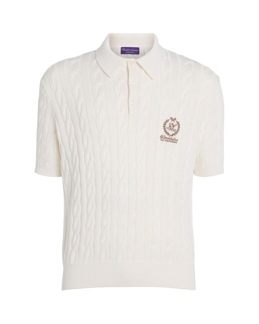 Ralph Lauren White X Wimbledon Cotton-Blend Cable-Knit Polo Shirt for men