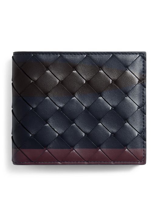 Bottega Veneta Blue Leather Intrecciato Bifold Wallet for men