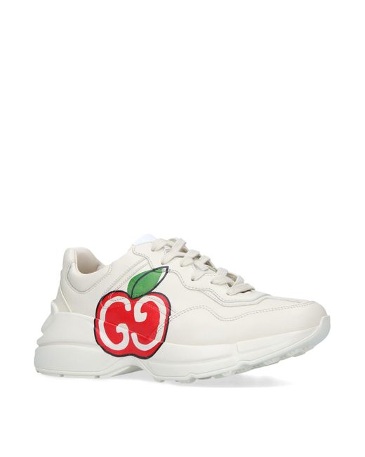 Gucci White Rhyton Apple Sneakers