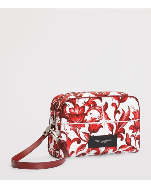 Dolce & Gabbana Red Majolica Print Messenger Bag for men