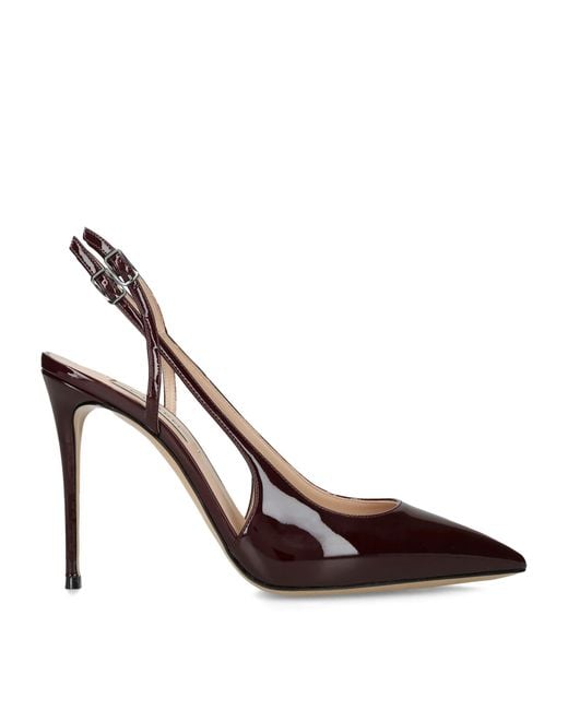 Casadei Brown Patent Leather Julia Tiffany Windsor Slingback Heels 100