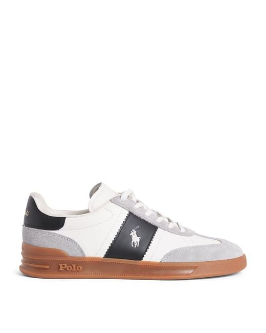 Polo Ralph Lauren White Leather-Blend Heritage Court Sneakers for men