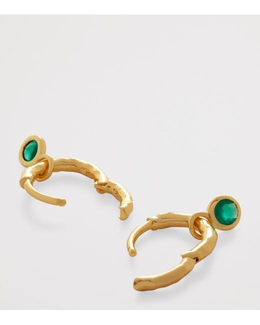 Monica Vinader Metallic Mini Vermeil And Onyx Gemstone Huggie Earrings
