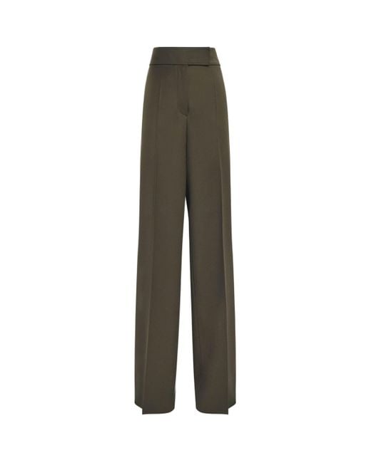 Max Mara Green Cotton Wide-Leg Trousers