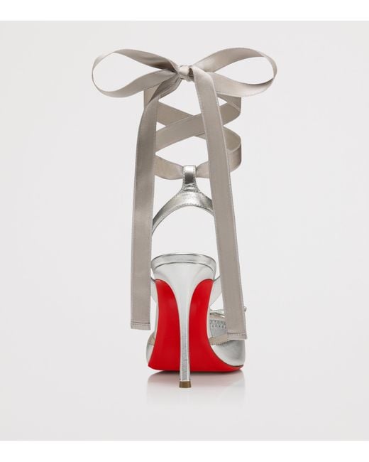 Christian Louboutin White Cassia Lace-Up Metallic Pumps 100
