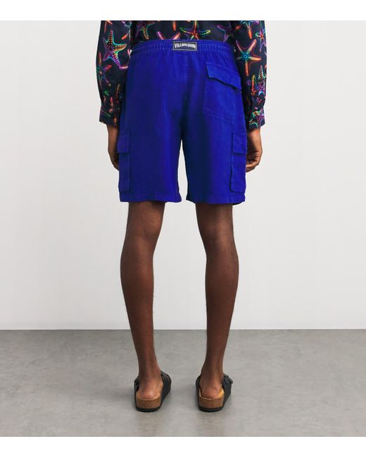 Vilebrequin Blue Linen Baie Shorts for men