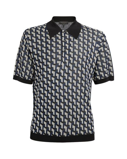 Rag & Bone Black Geometric Print Polo Shirt for men