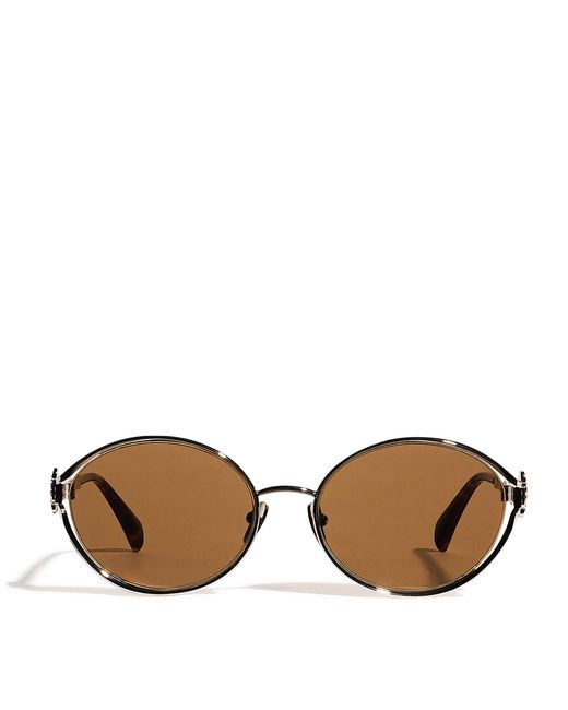 Maje Brown Metal Round Sunglasses
