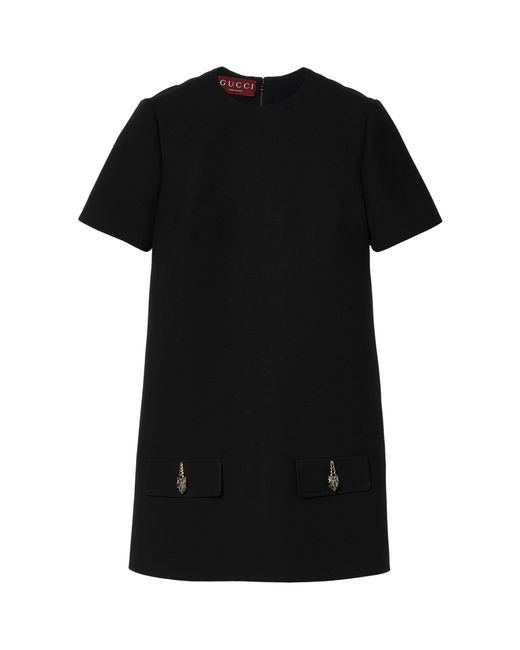 Gucci Black Wool-silk Cady Mini Dress