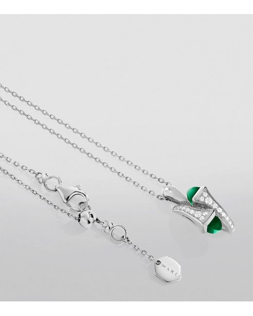 Marli New York White Diamond And Agate Cleo Pendant Necklace
