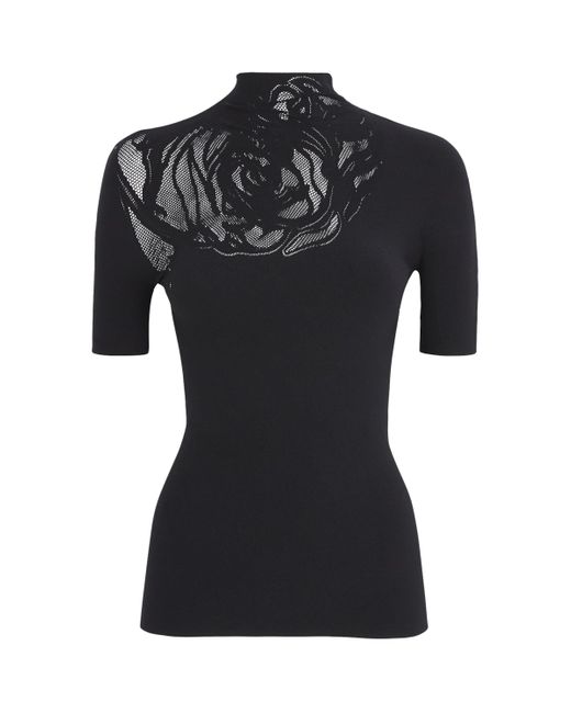 Wolford Black Rose Mock-Neck Top