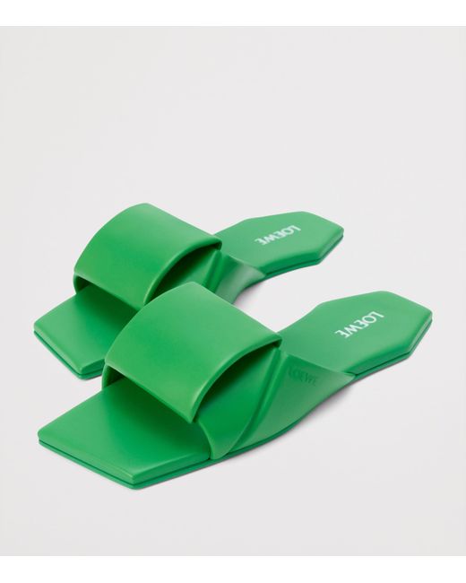 Loewe Green Leather Origami Slides