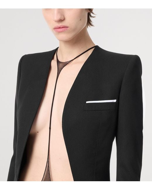 Tom Ford Black Wool-Silk Collarless Jacket