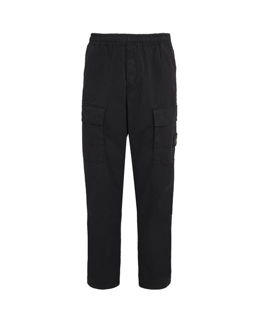 Stone Island Black Stretch Organic Cotton Cargo Trousers for men