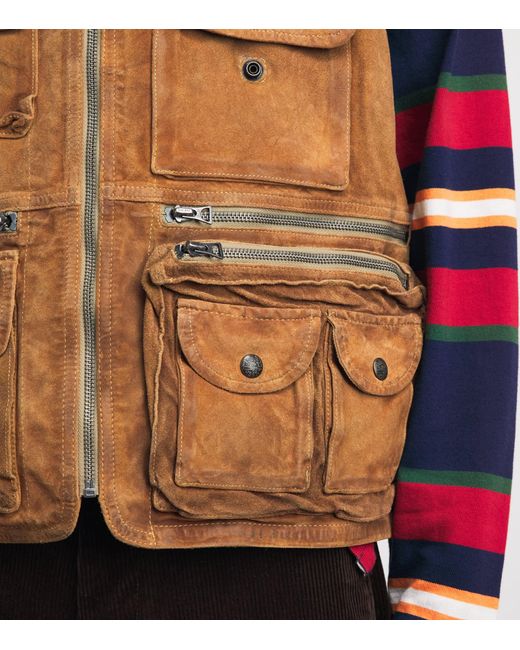 Polo Ralph Lauren Brown Suede Utility Gilet for men