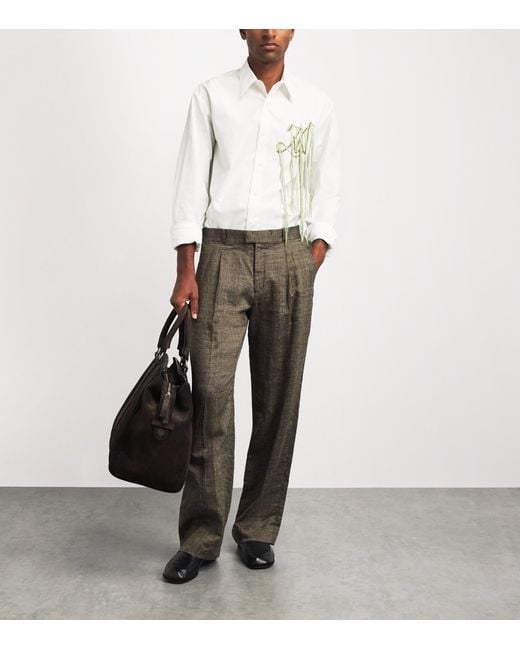 Dries Van Noten White Cotton Embroidered Shirt for men