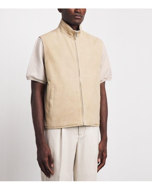 Ralph Lauren Natural Lambskin-Silk-Linen Reversible Gilet for men