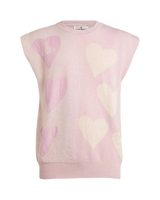 Vivienne Westwood Pink Sleeveless Heart Motif Sweater for men