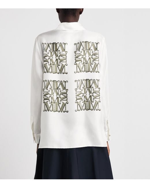 Max Mara White Silk Monogram Shirt
