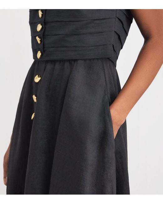 Sandro Black Cotton-Blend Bandeau Midi Dress