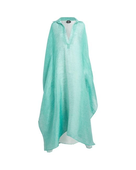 ‎Taller Marmo Blue Linen-Blend Caicos Kaftan