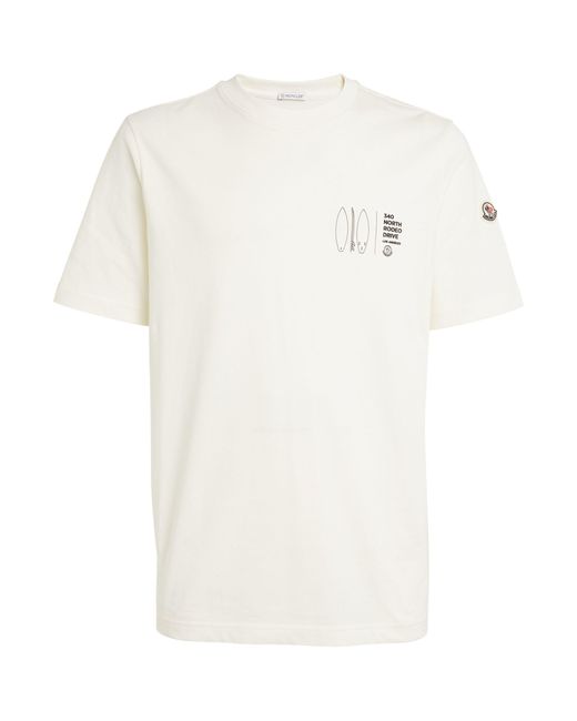 Moncler White Cotton Graphic T-shirt for men