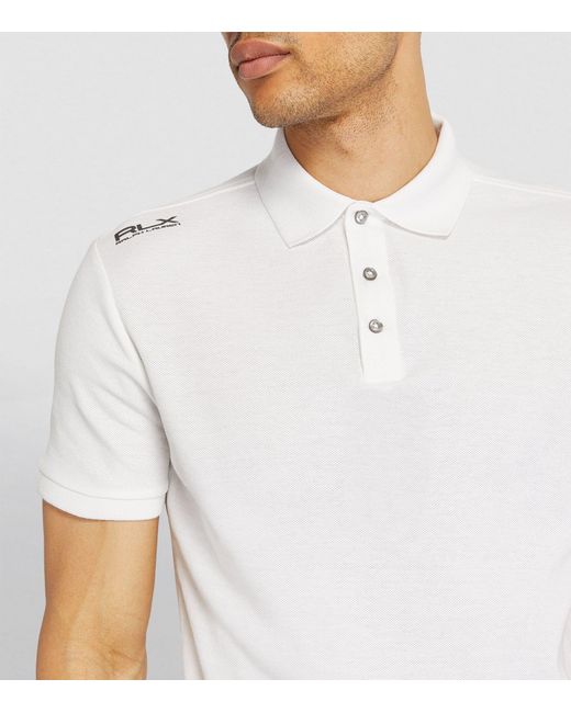 RLX Ralph Lauren White Logo Print Polo Shirt for men