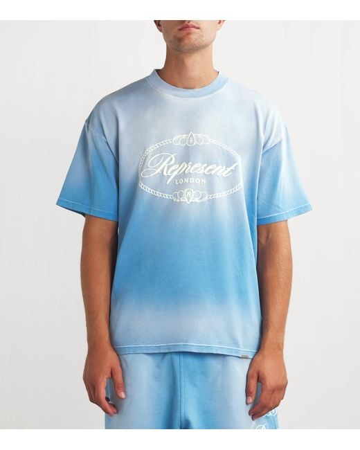 Represent Blue X Harrods Cotton Logo T-Shirt for men