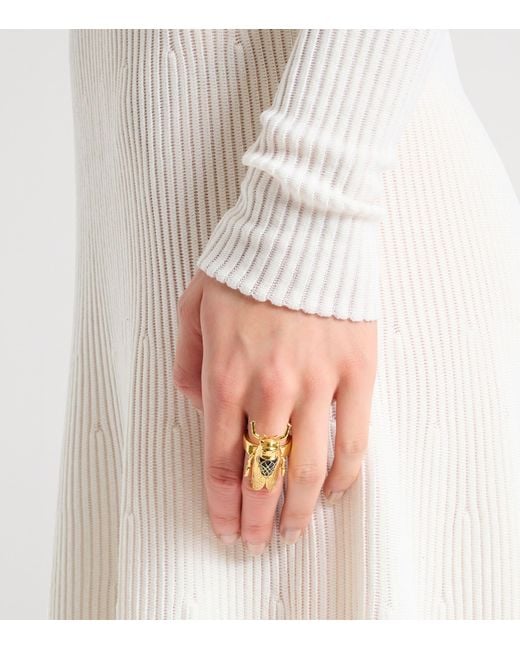 Balmain Metallic Tone Enamelled Insect Ring