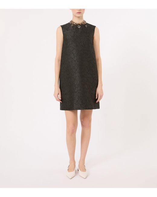 Max Mara Black Crystal Jacquard Mini Shift Dress