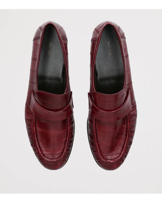 The Row Red Soft Eel Loafers