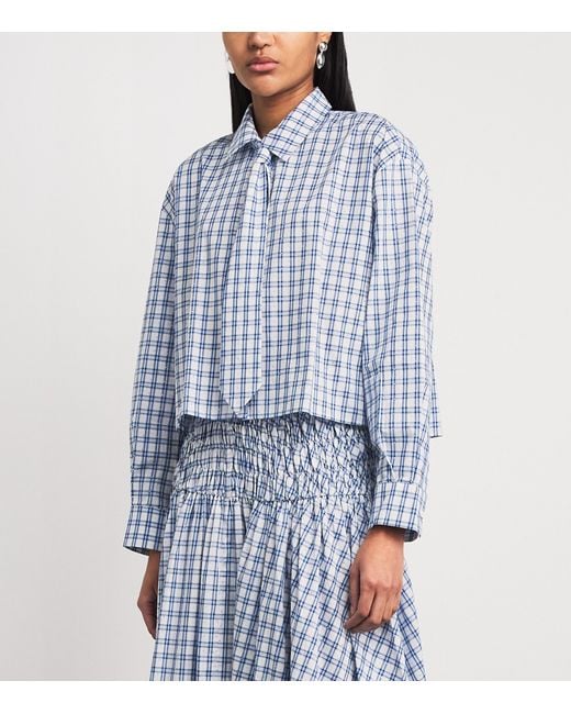 Maje Blue Embellished Check Shirt
