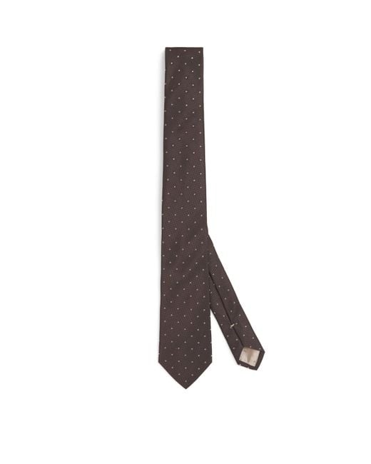 Emporio Armani Brown Silk Micro-Jacquard Tie for men