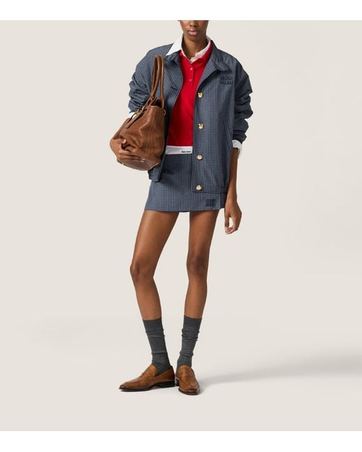Miu Miu Blue Check Mini Skort