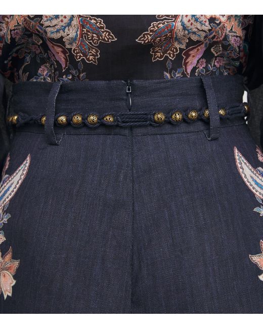 Zimmermann Blue Linen Rhiannon Tuck Shorts