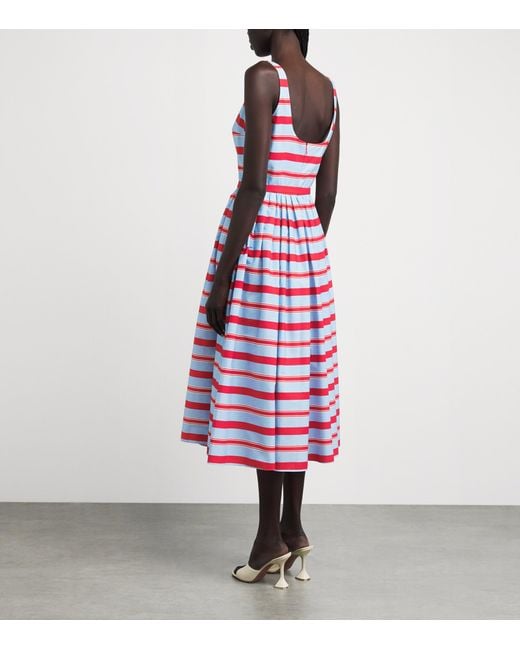 Emilia Wickstead Purple Cotton Stripe Eglatine Dress