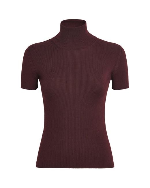 Max Mara Purple Wool Short-Sleeve Sweater