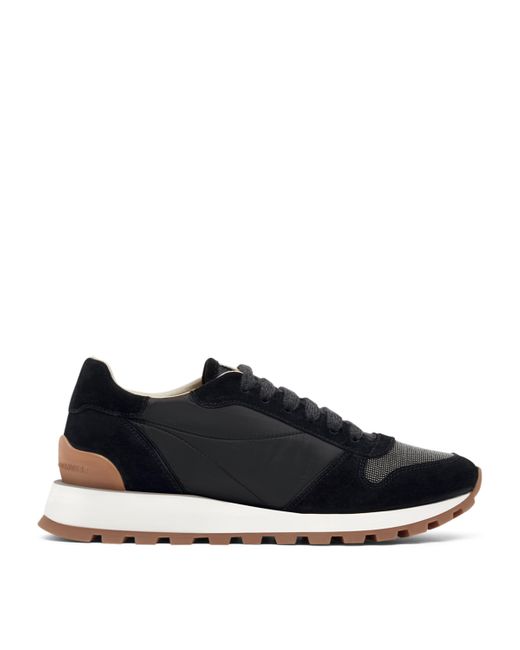 Brunello Cucinelli Blue Suede Technical Running Sneakers