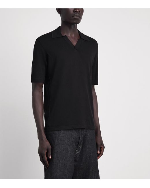 Rag & Bone Black Silk-Cotton Conrad Polo Shirt for men