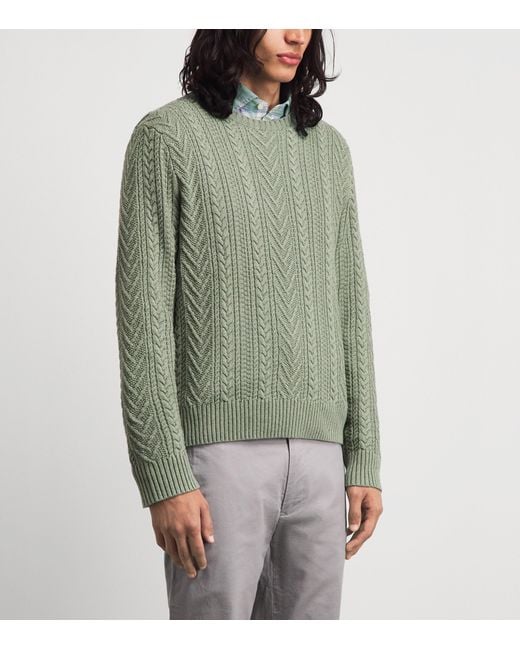 Polo Ralph Lauren Green Cotton-Linen Aran-Knit Sweater for men